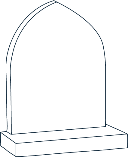 Line drawing of memorial - Gothic Shape